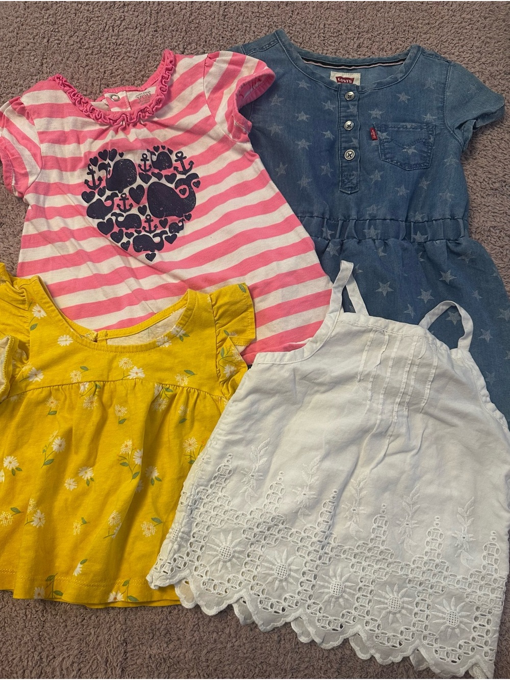 🌸 18M Girls 4-Piece Bundle • Levi’s Chambray + Carter’s + OshKosh 💕